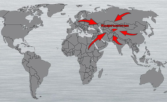 Карта поставок в Кыргызстан